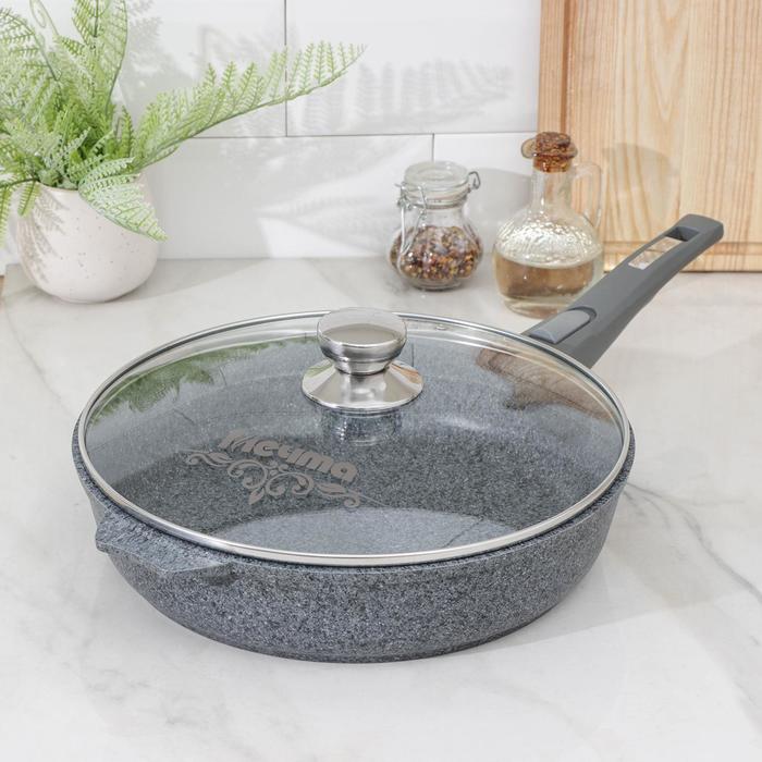 Сковорода Premium, d=28 см, антипригарное покрытие, стеклянная крышка, съёмная ручка, цвет серый
Сковорода Premium, d=28 см, антипригарное покрытие, стеклянная крышка, съёмная ручка, цвет серый