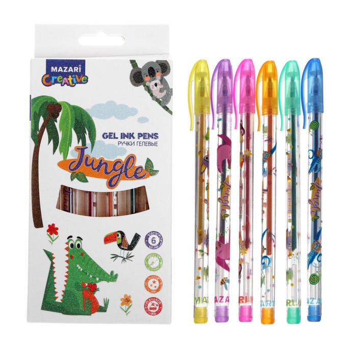 Набор гелевых ручек Mazari Jungle, 6 цветов, с блёстками
Набор гелевых ручек Mazari Jungle, 6 цветов, с блёстками