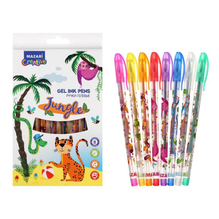 Набор гелевых ручек Mazari Jungle, 8 цветов, с блёстками
Набор гелевых ручек Mazari Jungle, 8 цветов, с блёстками