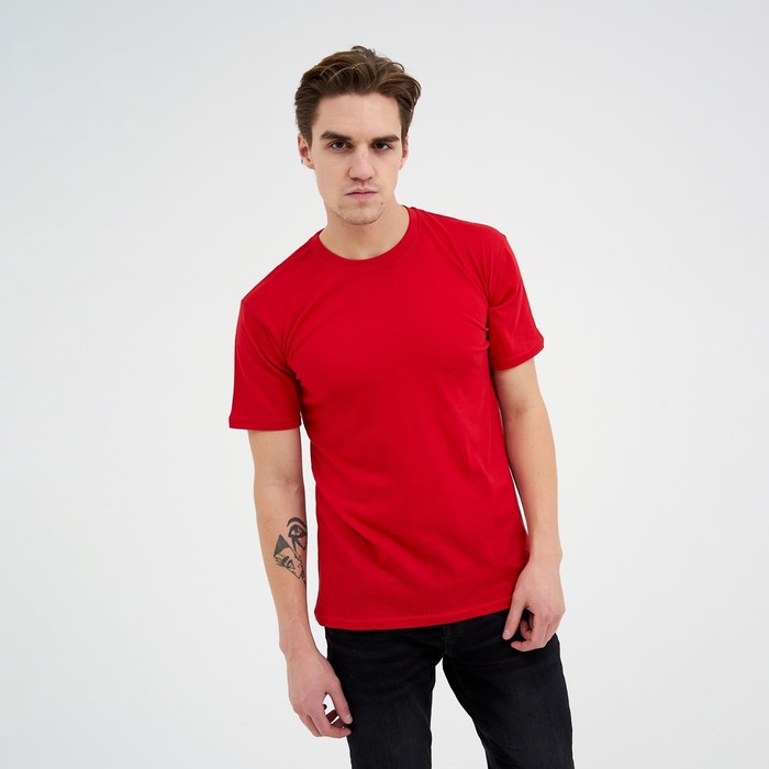 Футболка мужская однотонная, цвет красный, размер 52 
Футболка мужская однотонная, цвет красный, размер 52