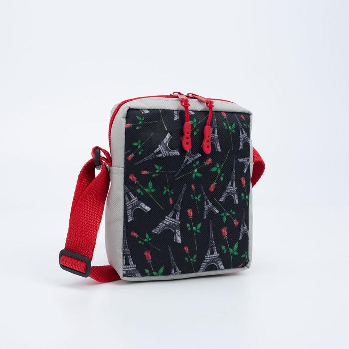 Сумка детская на молнии, регулируемый ремень, цвет чёрный/серый 
Сумка детская на молнии, регулируемый ремень, цвет чёрный/серый