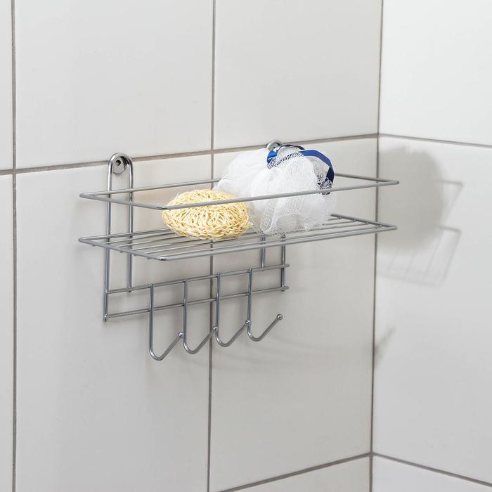 Полка для ванной прямая, 4 крючка, 33×12,5×21 см, цвет хром
Полка для ванной прямая, 4 крючка, 33×12,5×21 см, цвет хром