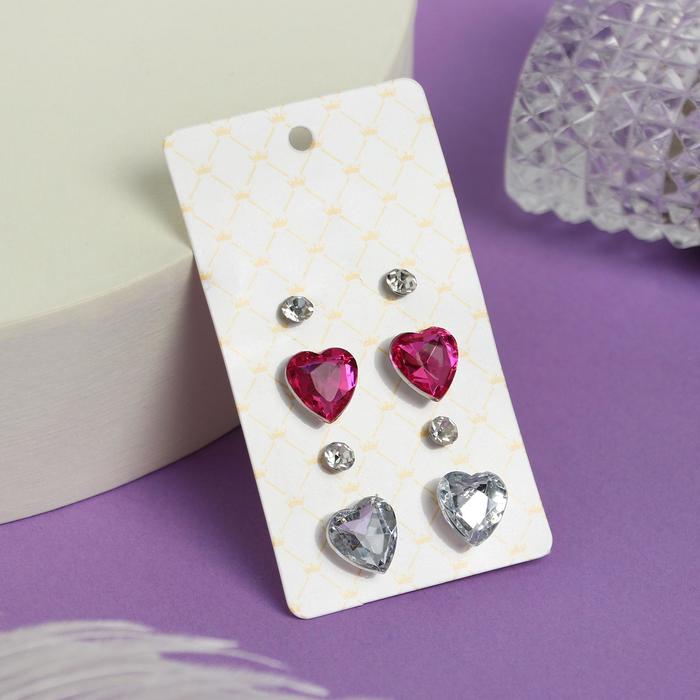 Пусеты 4 пар "Романтика" сердечки, цвет бело-розовый в серебре
Пусеты 4 пар "Романтика" сердечки, цвет бело-розовый в серебре