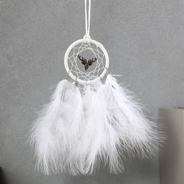 Ловец снов "Паутинка с оленем" бубенчики, белые пёрышки 20х7 см
Ловец снов "Паутинка с оленем" бубенчики, белые пёрышки 20х7 см