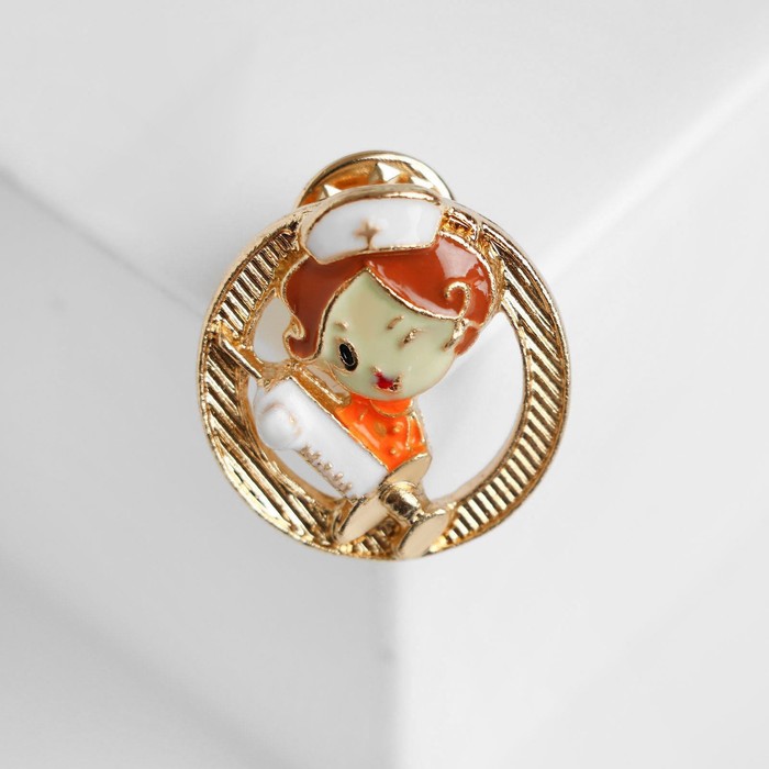 Значок "Медсестричка" в круге, цвет бело-оранжевый в золоте
Значок "Медсестричка" в круге, цвет бело-оранжевый в золоте