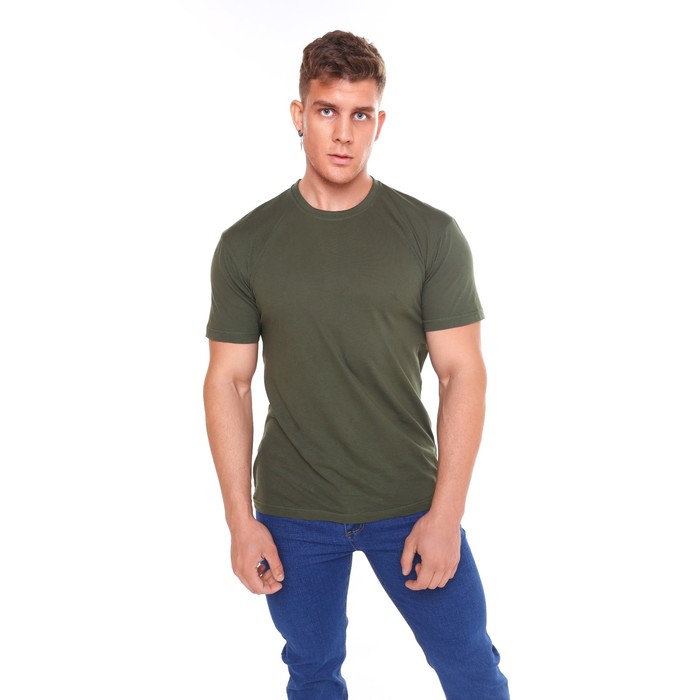 фото Футболка мужская однотонная, цвет хаки, размер 48