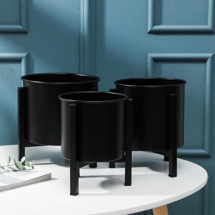 Набор кашпо на подставке «Иллюзион», цвет чёрный
Набор кашпо на подставке «Иллюзион», цвет чёрный