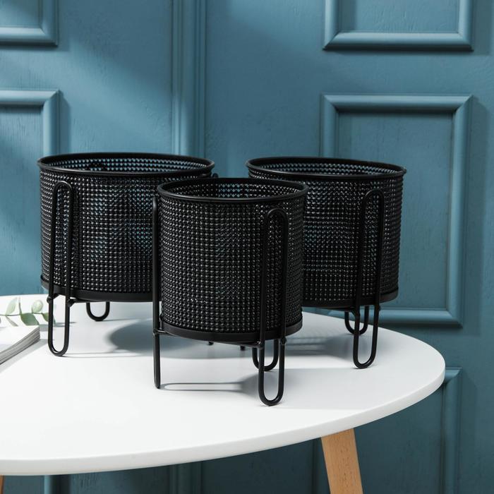 Набор кашпо на подставке «Румми», цвет чёрный 
Набор кашпо на подставке «Румми», цвет чёрный