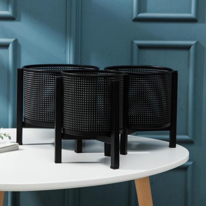 Набор кашпо на подставке «Рики», цвет чёрный
Набор кашпо на подставке «Рики», цвет чёрный