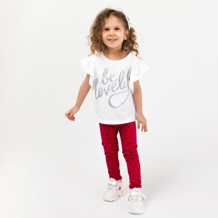 фото Леггинсы для девочки, цвет малиновый/сердечки, рост 110 см юниор текстиль