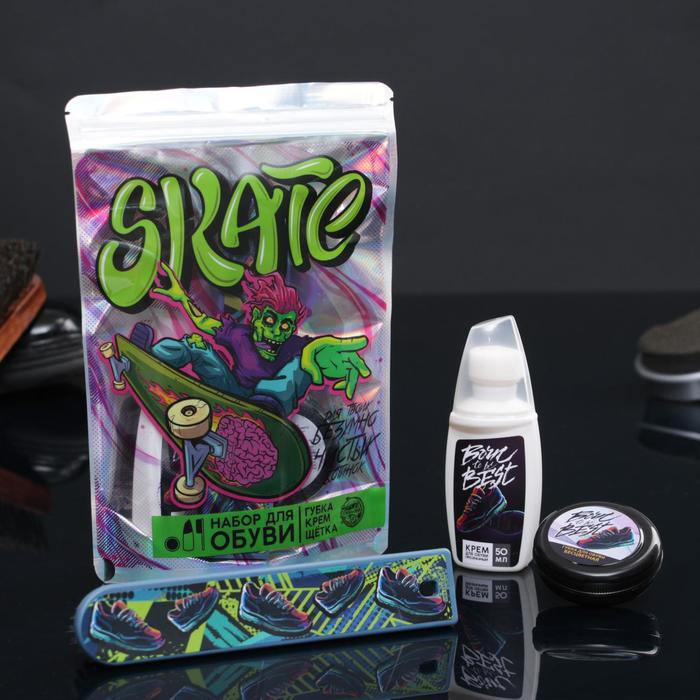Набор для ухода за обувью Skate : губка, крем, щётка
Набор для ухода за обувью Skate : губка, крем, щётка