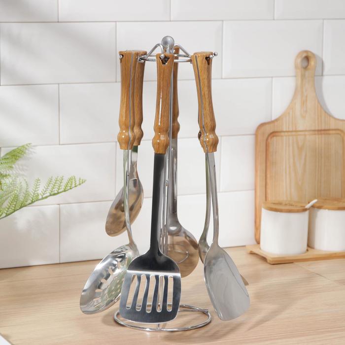 Набор кухонных принадлежностей «Глен», 6 предметов, на подставке
Набор кухонных принадлежностей «Глен», 6 предметов, на подставке