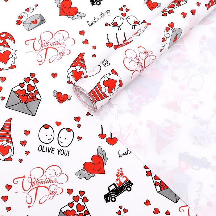Бумага упаковочная крафт "Валентинки", 0,55 х 10 м, 70 г/м² 
Бумага упаковочная крафт "Валентинки", 0,55 х 10 м, 70 г/м²