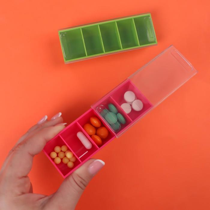 Таблетница раздвижная, 5 секций, цвет МИКС
Таблетница раздвижная, 5 секций, цвет МИКС