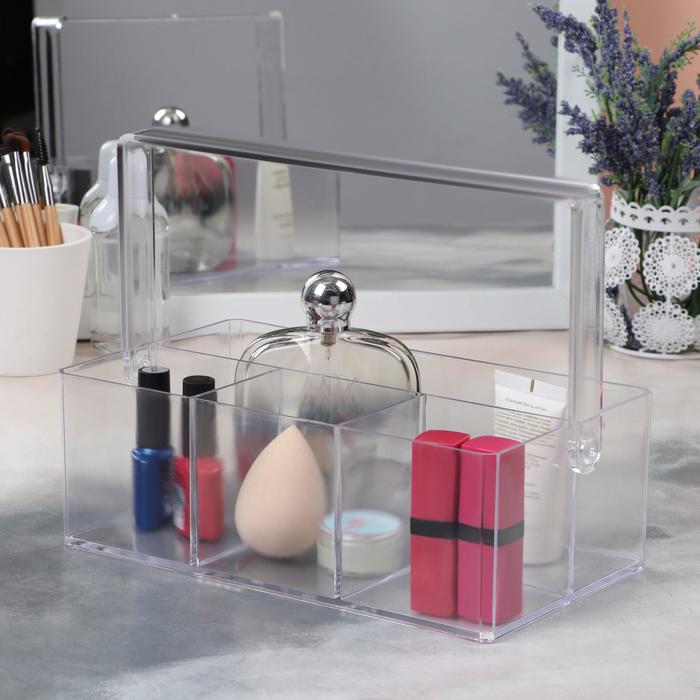 Органайзер для хранения маникюрных/косметических принадлежностей, 4 секции, 13,5 × 25,5 × 8,3 см, цвет прозрачный
Органайзер для хранения маникюрных/косметических принадлежностей, 4 секции, 13,5 × 25,5 × 8,3 см, цвет прозрачный