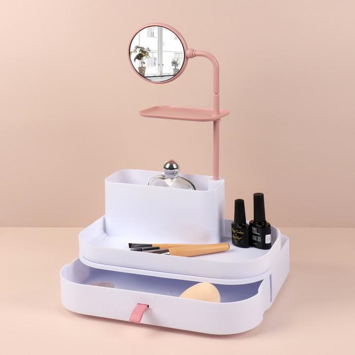 Органайзер для хранения маникюрных/косметических принадлежностей, с зеркалом, 19,5 × 28 × 14,5 см, цвет белый
Органайзер для хранения маникюрных/косметических принадлежностей, с зеркалом, 19,5 × 28 × 14,5 см, цвет белый