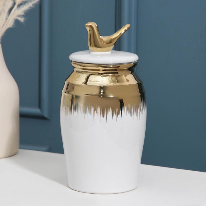 Банка для сыпучих продуктов «Золотое крыло», 1 л, 10×21 см, цвет белый
Банка для сыпучих продуктов «Золотое крыло», 1 л, 10×21 см, цвет белый