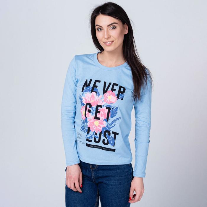 фото Лонгслив женский, цвет голубой, размер 48