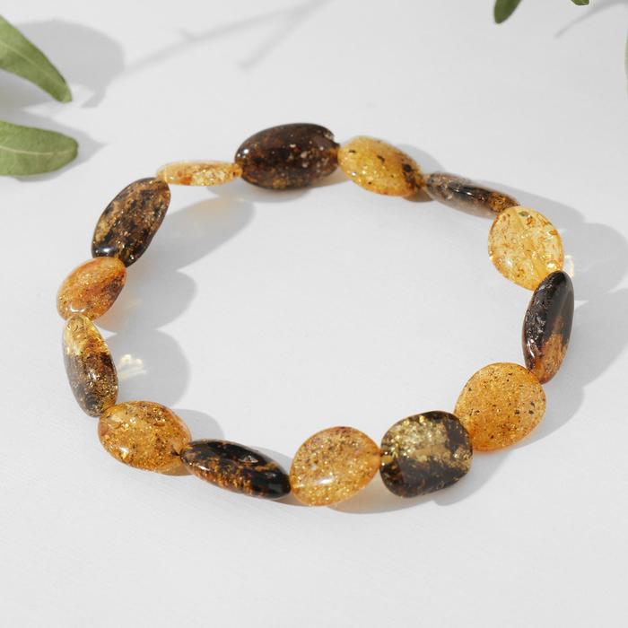 Браслет "Янтарь" галька вдоль, цвет зелёный 
Браслет "Янтарь" галька вдоль, цвет зелёный