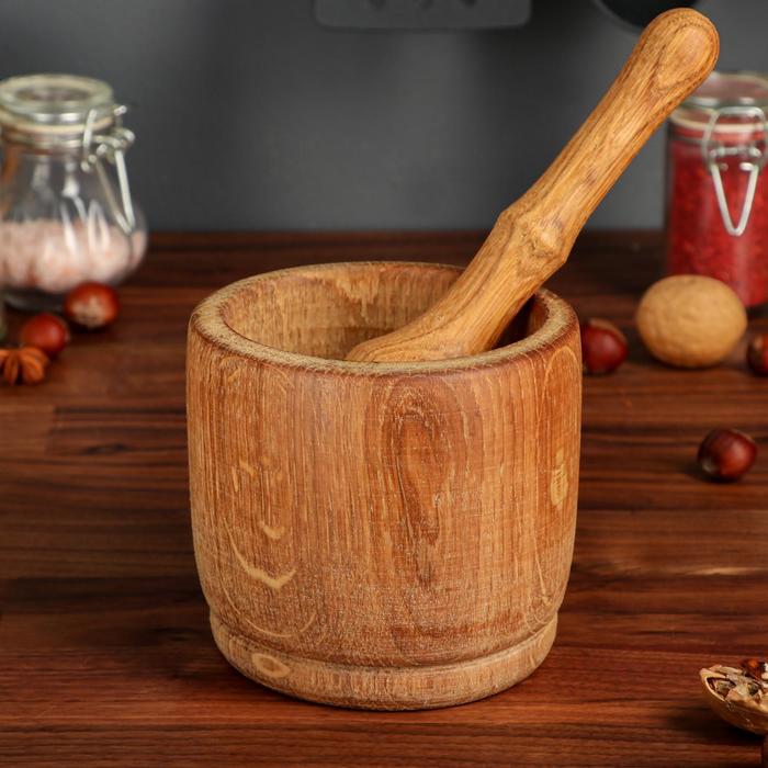 Деревянная ступка с толкушкой "Славянская", 17 см, цельный массив дуба
Деревянная ступка с толкушкой "Славянская", 17 см, цельный массив дуба