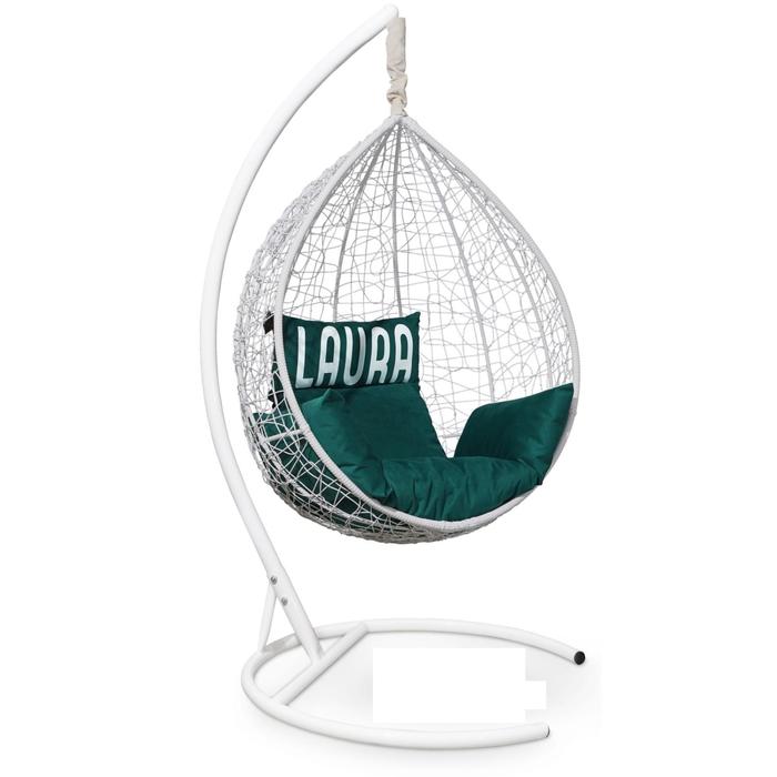 Подвесное кресло "SEVILLA VELOUR" белое, зеленая подушка, стойка, 110х115х195см 
Подвесное кресло "SEVILLA VELOUR" белое, зеленая подушка, стойка, 110х115х195см