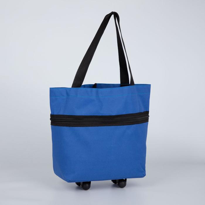 Сумка хозяйственная складная на 4х колёсах, без молнии, цвет синий
Сумка хозяйственная складная на 4х колёсах, без молнии, цвет синий