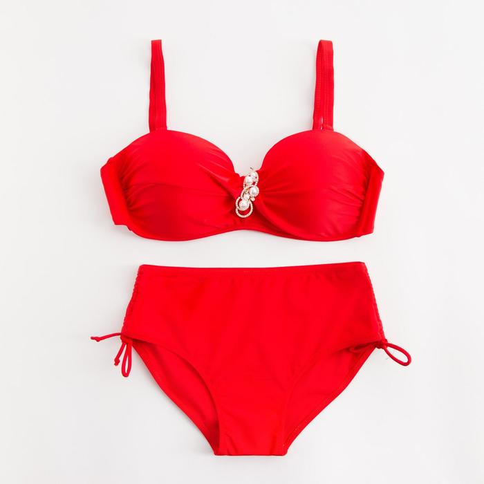 фото Купальник женский раздельный, цвет красный, размер 50