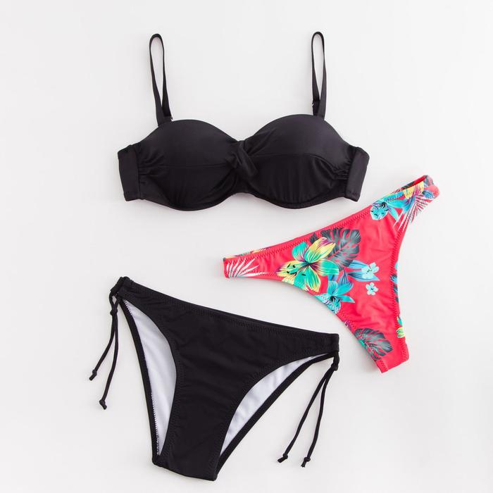 фото Купальник женский раздельный (плавки 2 шт), цвет чёрный, размер 42