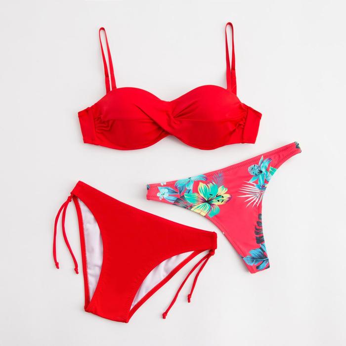 фото Купальник женский раздельный (плавки 2 шт), цвет красный, размер 40