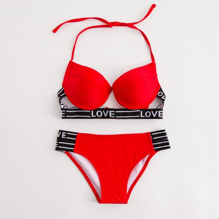 фото Купальник женский раздельный, цвет красный, размер 44