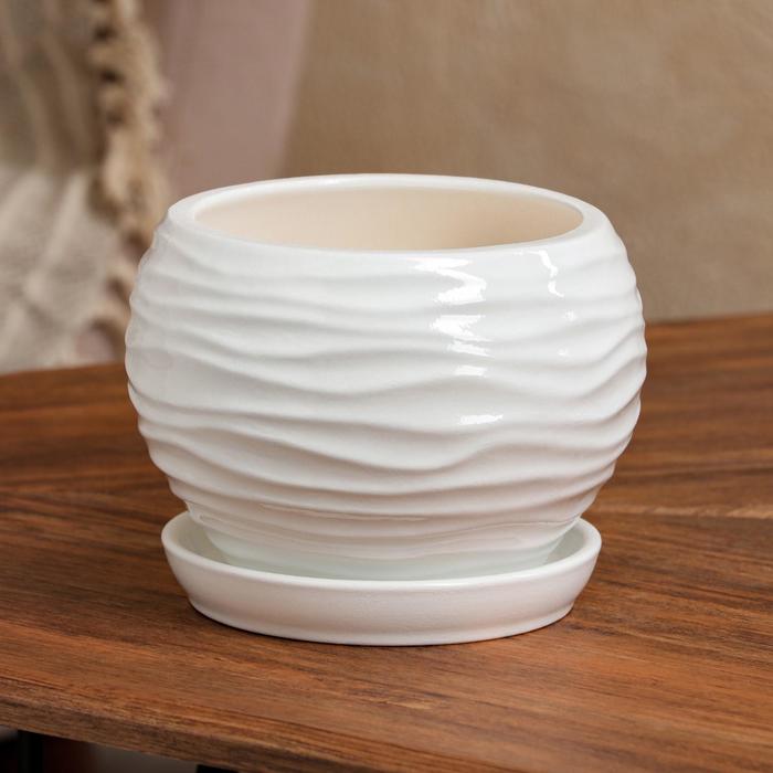 Цветочный горшок "Шар Волна", глянец, белый, керамика, 2 л
Цветочный горшок "Шар Волна", глянец, белый, керамика, 2 л