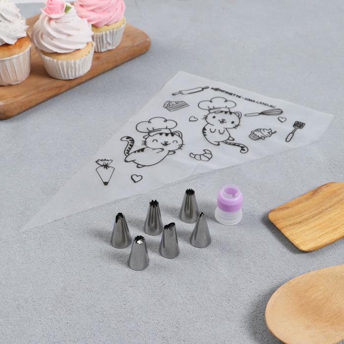 Набор «Котики», мешок кондитерский 6 шт 30х19.6 см, адаптер, насадки 6 шт
Набор «Котики», мешок кондитерский 6 шт 30х19.6 см, адаптер, насадки 6 шт