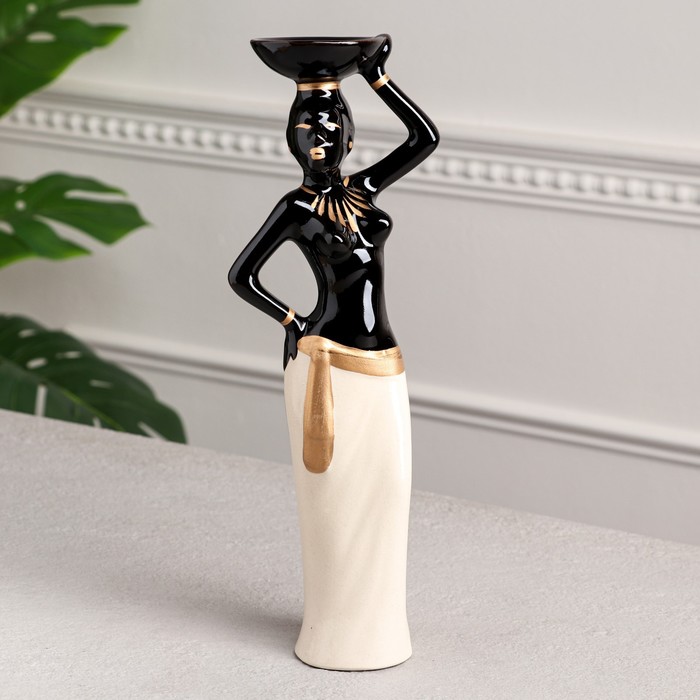 Статуэтка "Эфиопка с тарелкой", черно-белая, керамика, 32 см
Статуэтка "Эфиопка с тарелкой", черно-белая, керамика, 32 см