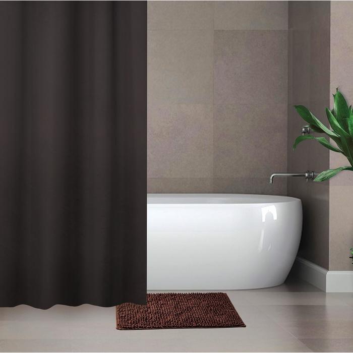 фото Набор для ванной savanna «комфорт»: штора 180×180 см, ковёр 40×60 см, цвет коричневый