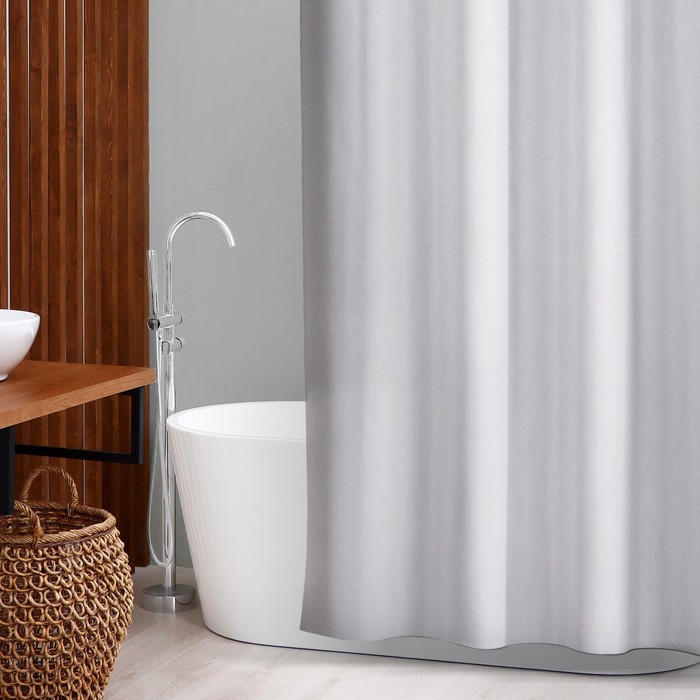 фото Штора для ванной комнаты savanna «классика», с люверсами, 180×200 см, полиэстер, цвет белый