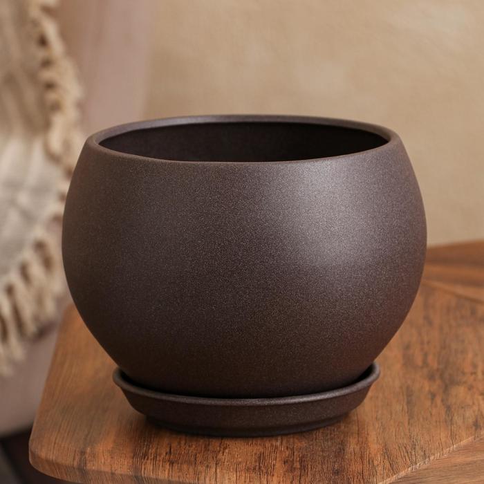 Горшок для цветов "Шар", крошка, шоколад, керамика, 4.1 л 
Горшок для цветов "Шар", крошка, шоколад, керамика, 4.1 л