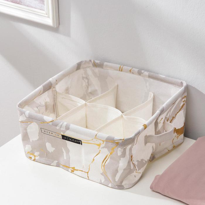 фото Органайзер для хранения доляна «мрамор», 6 отделений, 28,5×28,5×12 см, цвет серый