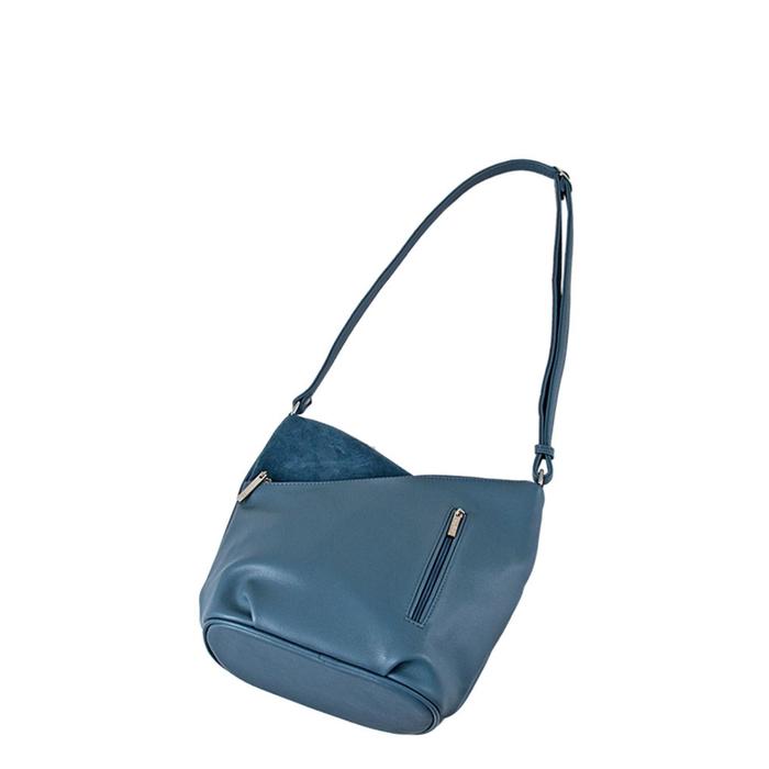 фото Сумка мешок иск.кожа, 2 отдела на молнии, цвет синий 25х15х27см bagsland