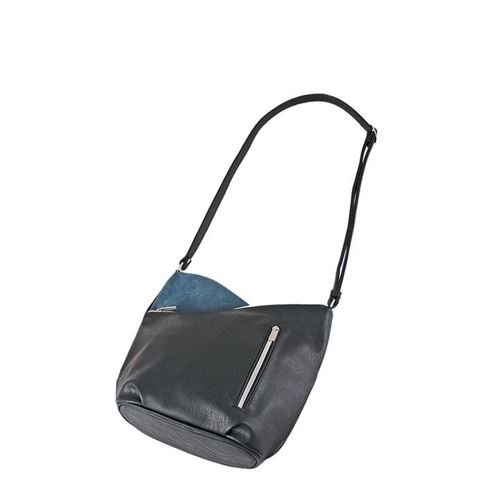 фото Сумка мешок иск.кожа, отдел на молнии, цвет черный/синий 25х15х27см bagsland