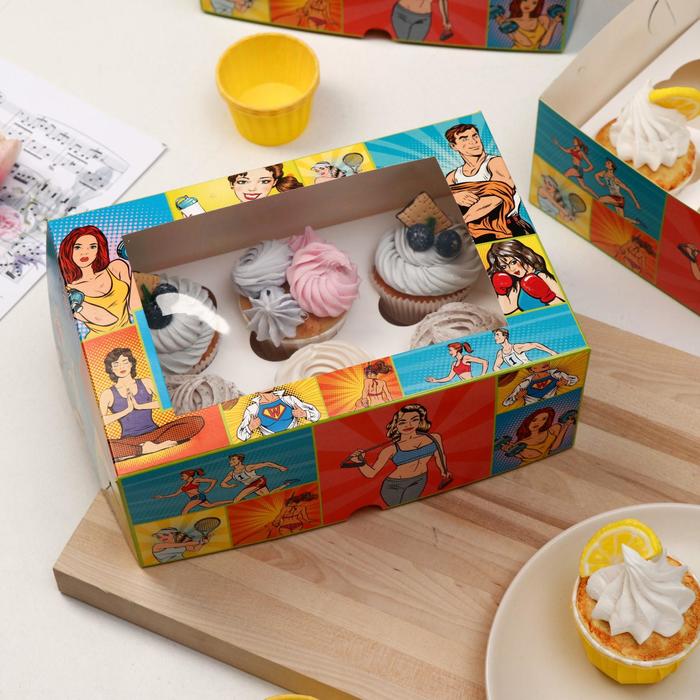 Упаковка на 6 капкейков с окном "Фитнес", 25 х 17 х 10 см
Упаковка на 6 капкейков с окном "Фитнес", 25 х 17 х 10 см