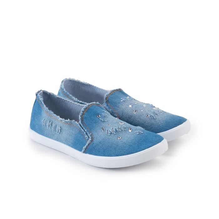 фото Слипоны женские, цвет голубой, размер 40 ex-tim