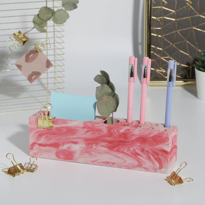 фото Органайзер для канцтоваров бетон «розовое настроение», 23 х 4,5 х 4 см