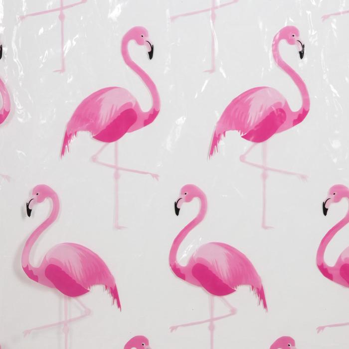фото Штора для ванной комнаты savanna «фламинго», с люверсами, 180×180 см, peva