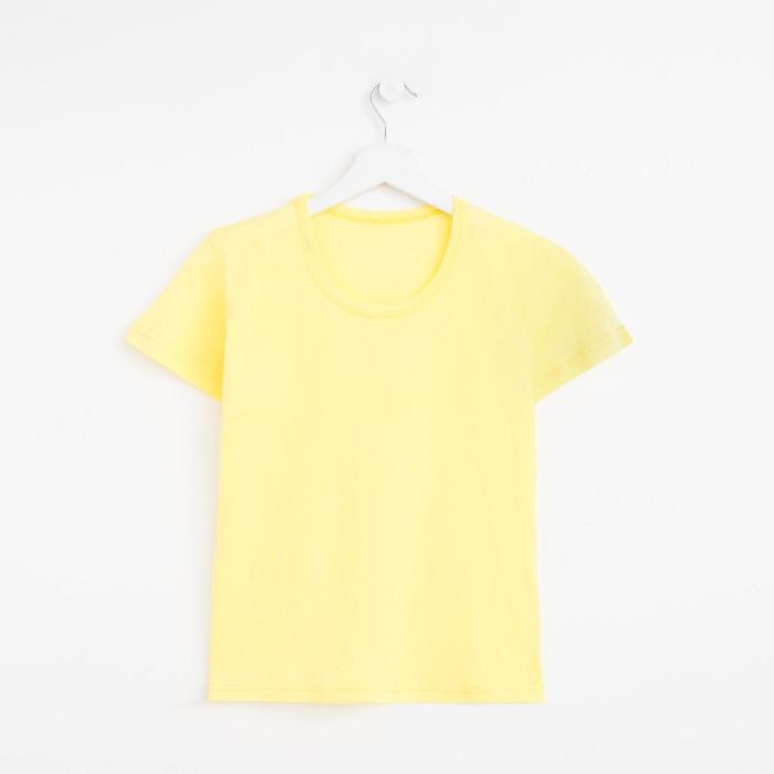 Футболка женская однотонная, цвет жёлтый, размер 46 
Футболка женская однотонная, цвет жёлтый, размер 46