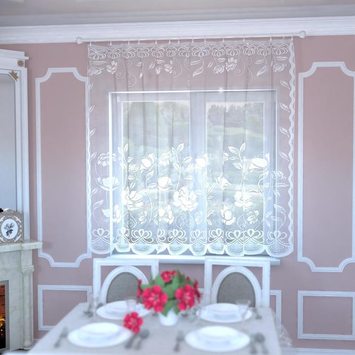 Тюль на кухню без шторной ленты 175х165 см, цвет белый, 100% полиэстер
Тюль на кухню без шторной ленты 175х165 см, цвет белый, 100% полиэстер