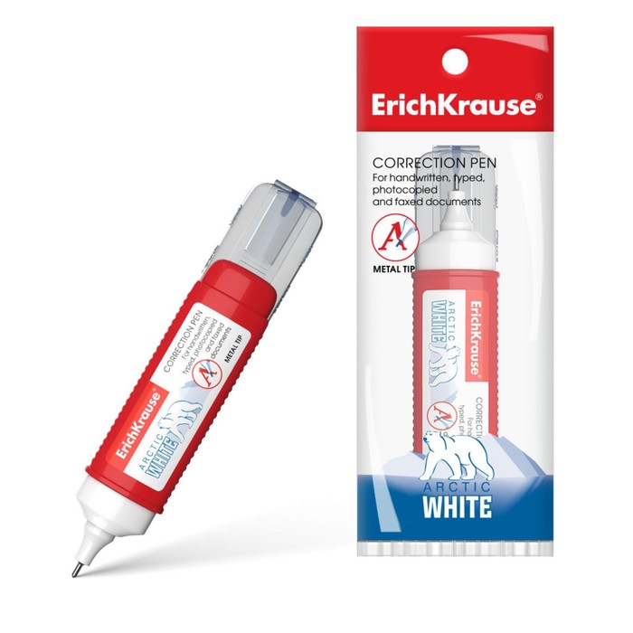 Ручка-корректор ErichKrause Arctic White, 12 мл, с металлическим наконечником, в пакетике
Ручка-корректор ErichKrause Arctic White, 12 мл, с металлическим наконечником, в пакетике