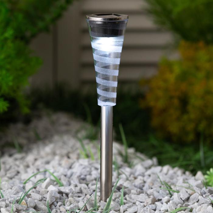фото Садовый светильник на солнечной батарее smartbuy, нержавеющая сталь, пластик, 4x4x27.5 см