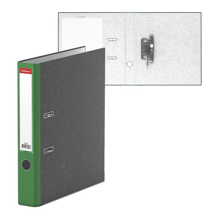 Папка-регистратор А4, 50 мм, ErichKrause Original Pro, собранная, мрамор, карман на корешок, нижний металлический кант, зеленая
