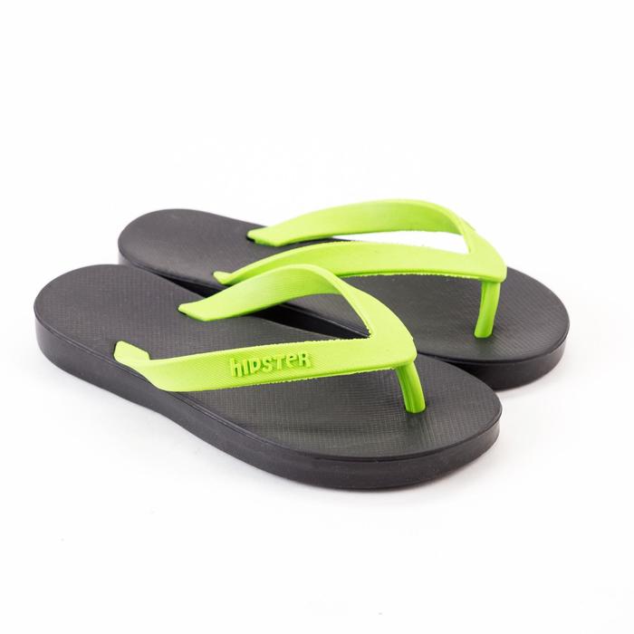 фото Сланцы детские, цвет чёрный/салатный, размер 34