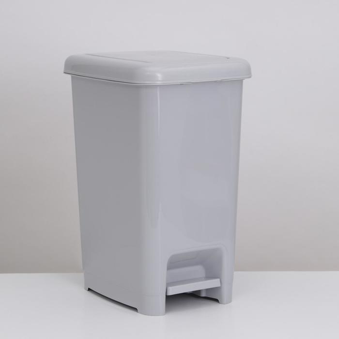 фото Ведро для мусора с педалью ddstyle «слим», 40 л, цвет серый